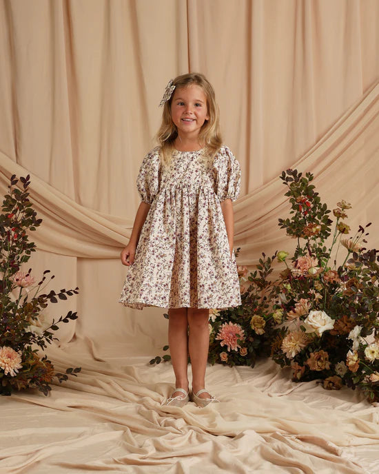 luna dress holiday bloom Dress/ Fig Floral – Charlotte West Baby Christmas dress