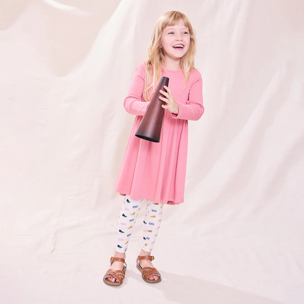 Dark Pink Sunny Long Sleeve Rib Dress