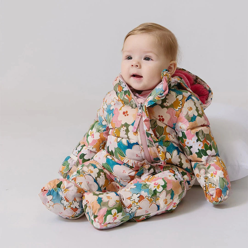 Baby Ruffle Snowsuit/ Watercolor Floral