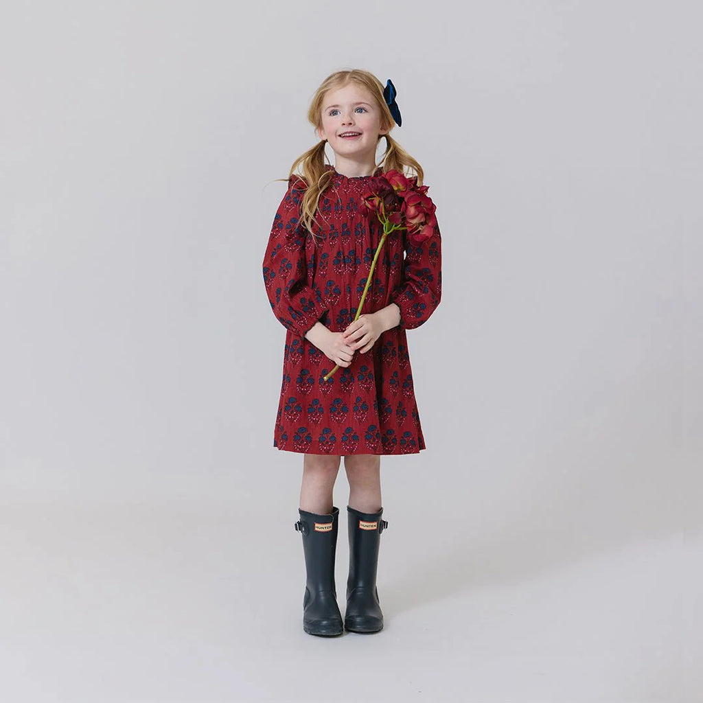 Girls Red Autumn Strawflower Jaipur Dress