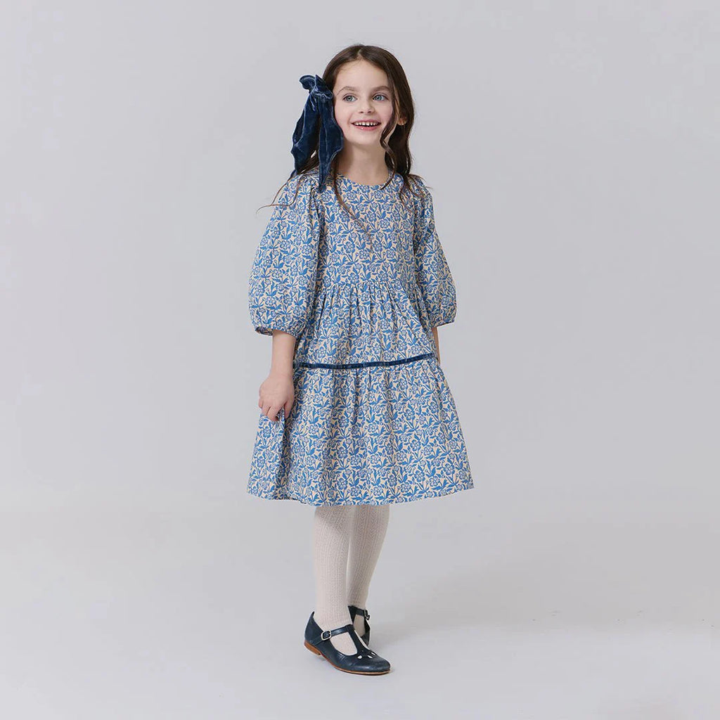 Girls Blue Climbing Floral Maribelle Dress