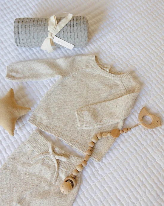 Speckled Natural Knit Pant Set