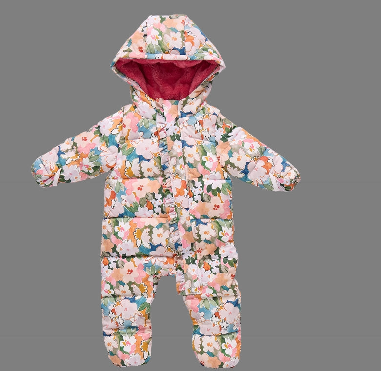 Baby Ruffle Snowsuit/ Watercolor Floral