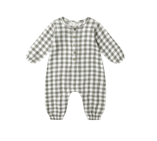 WOVEN JUMPSUIT || FOREST CHECK