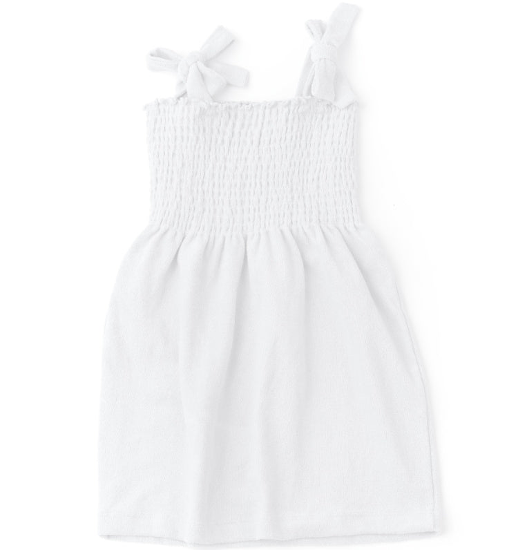 White Smocked Terry Dress