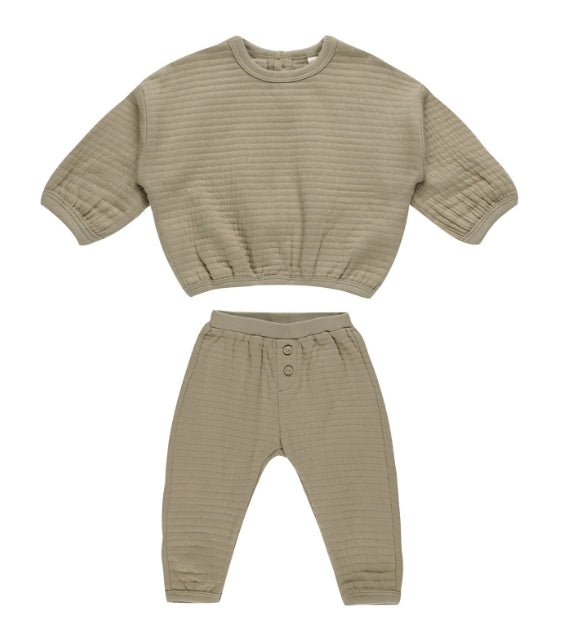 Textured Sweat Set/ Olive