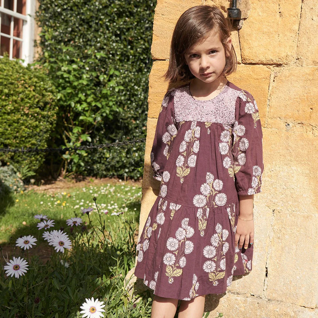 Girls Plum Buttercup Floral Fiona Dress