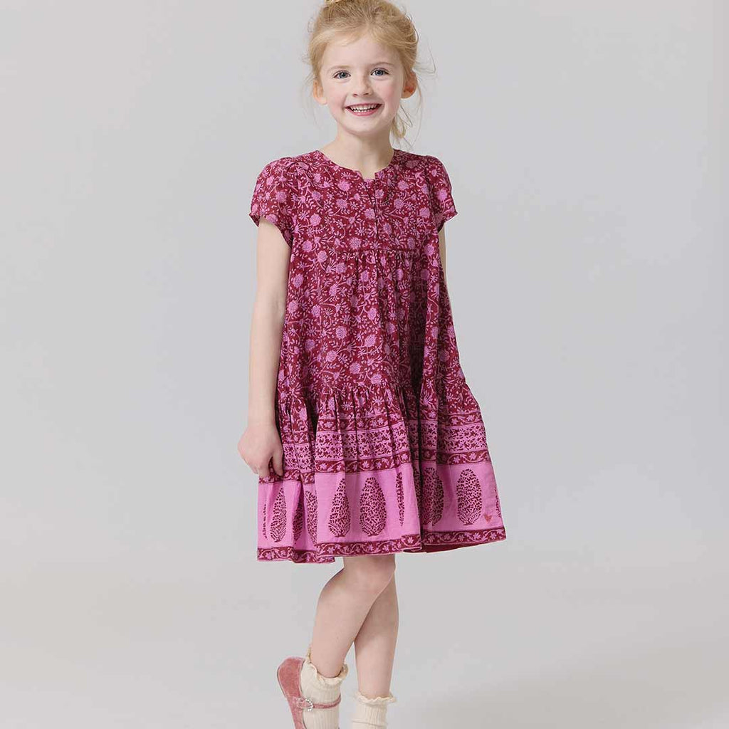 Burgundy Garden Floral Adele Dress