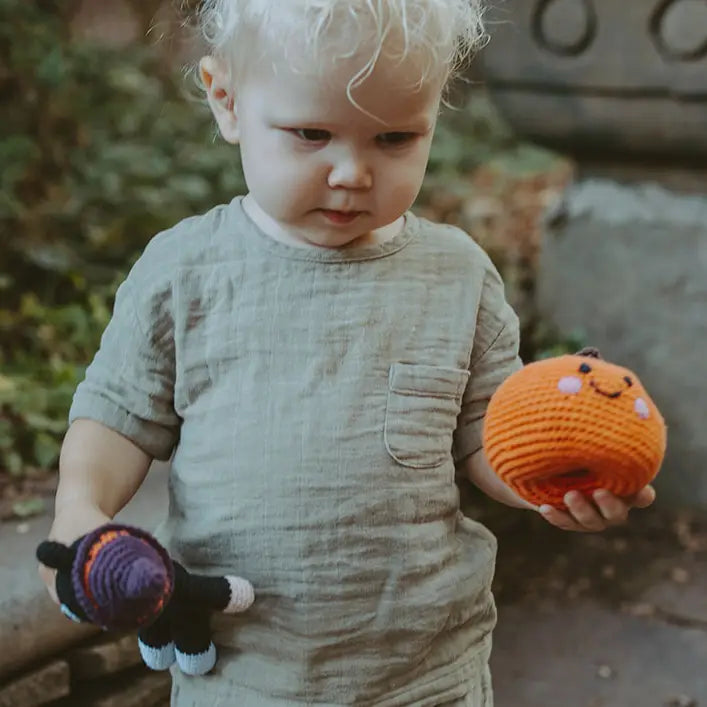 Handmade Orange Pumpkin Rattle