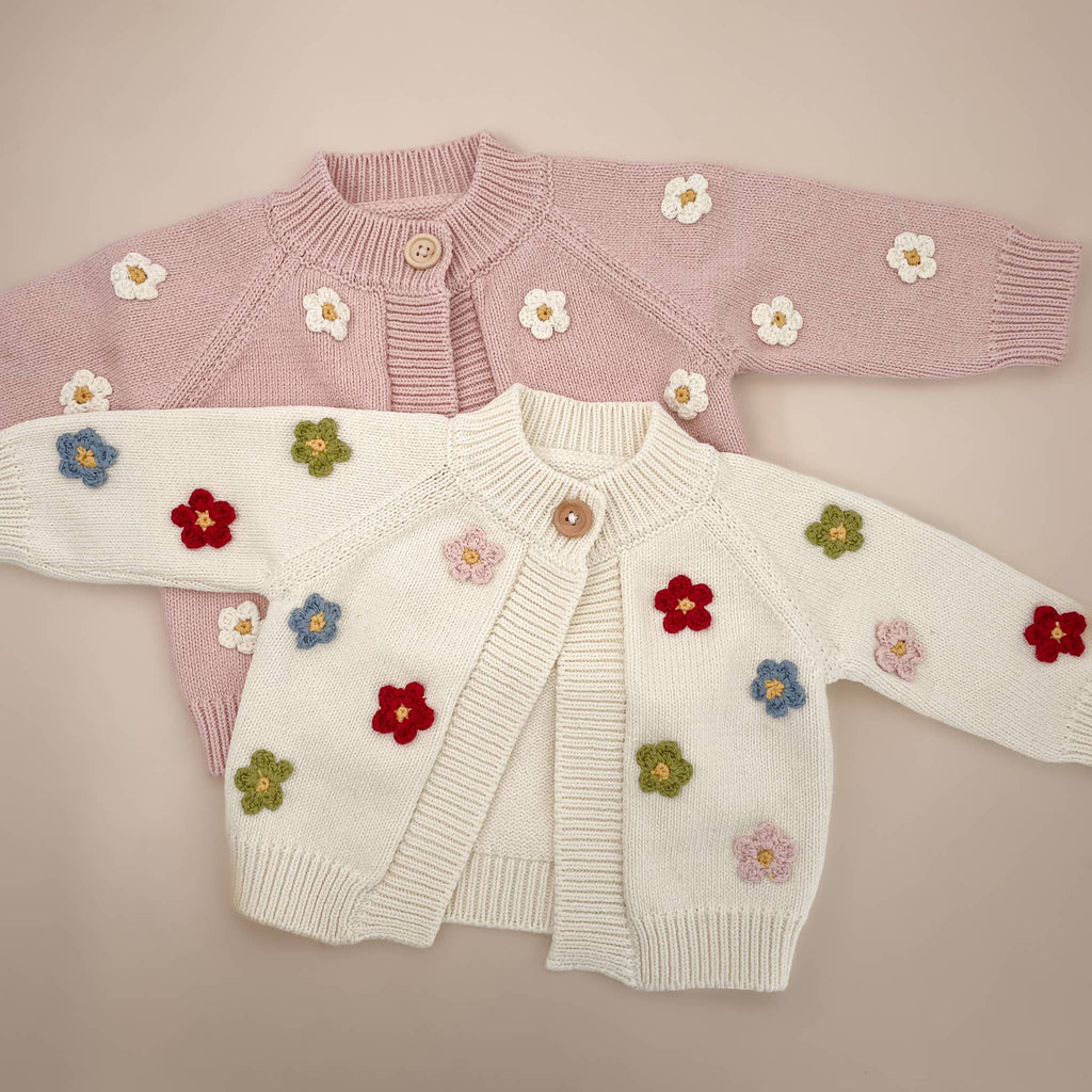 Cotton Flower Cardigan Color Baby Sweater Spring Summer: 0-6m