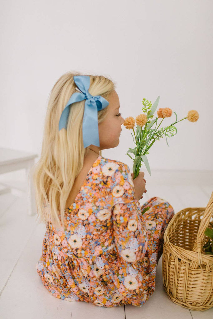 Long Sleeve Leggy Romper in Pumpkin Bouquet