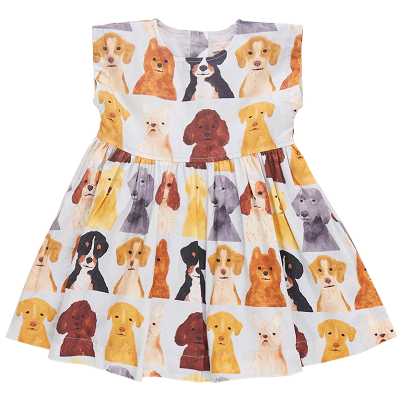 Light Blue Watercolor Dogs Dress