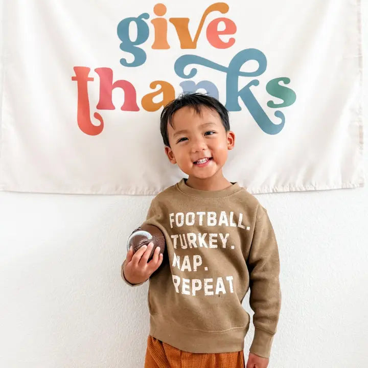 Football Turkey Nap Repeat Thanksgiving Sweatshirt