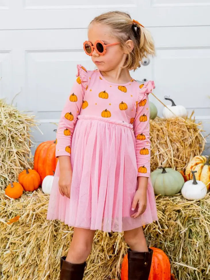 Blush Pumpkin Long Sleeve Tutu Dress