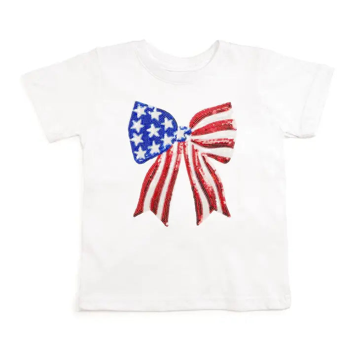 Patriot Sequin Bow Patch Short Sleeve Tee