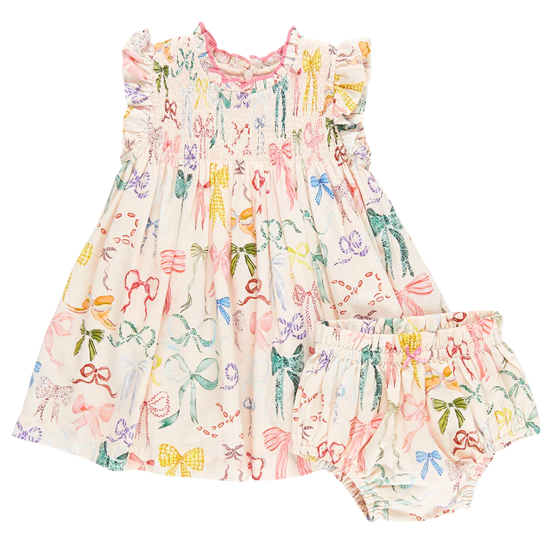 Baby Girls Stevie Dress Set Watercolor Bows