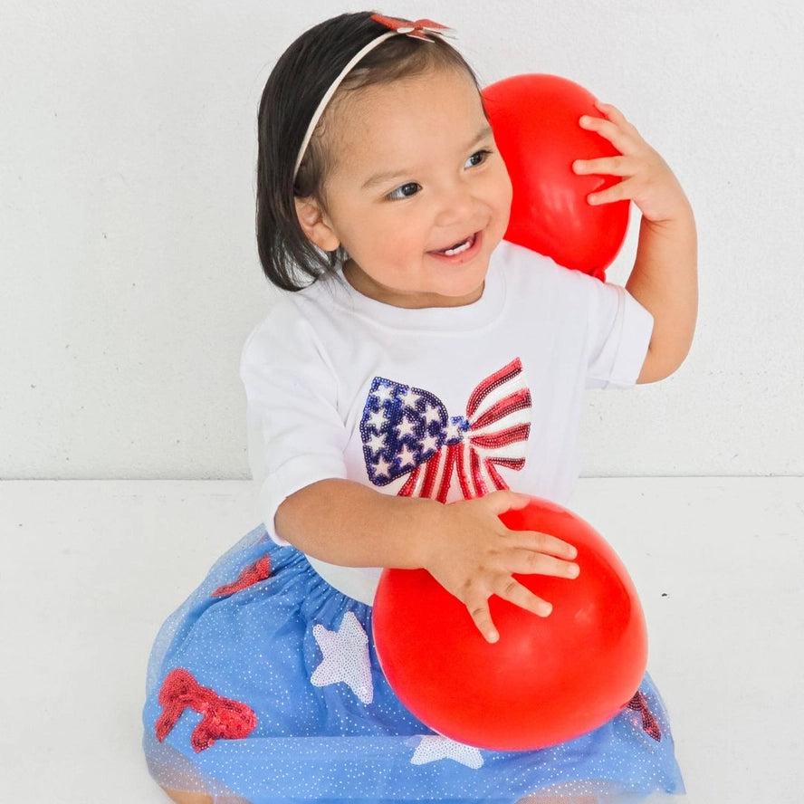 Patriotic Sequin Bow Patch Romper