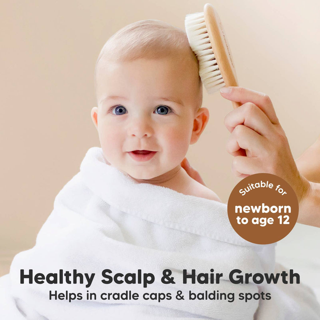 KeaBabies Baby Hair Brush and Comb Set Walnut