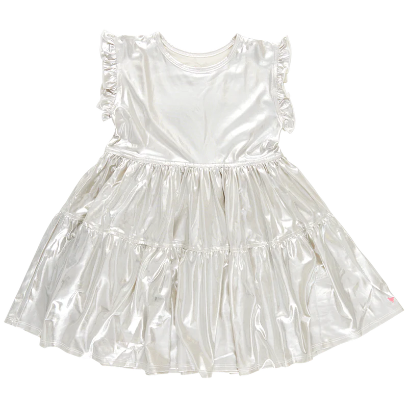 Girls Champagne Lame Polly Dress