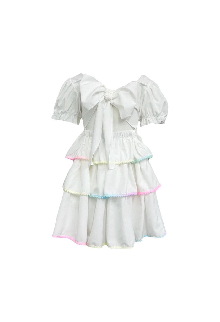 White Rainbow Tiered Dress