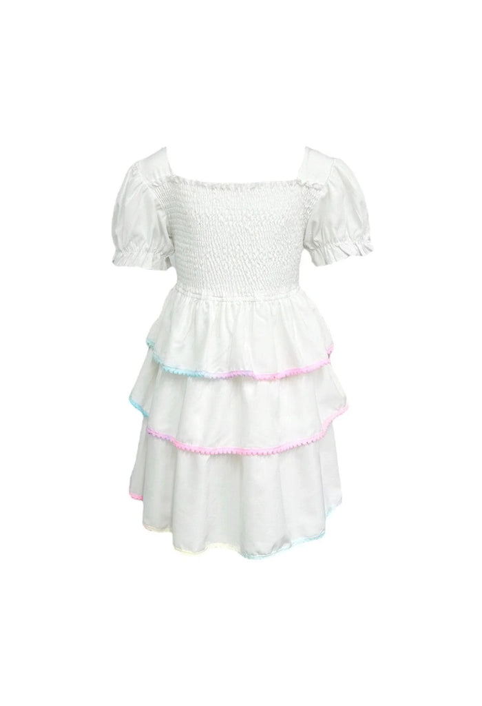 White Rainbow Tiered Dress