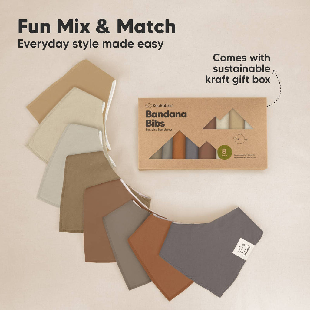 8-pack Baby Bandana Bibs for Boys and Girls