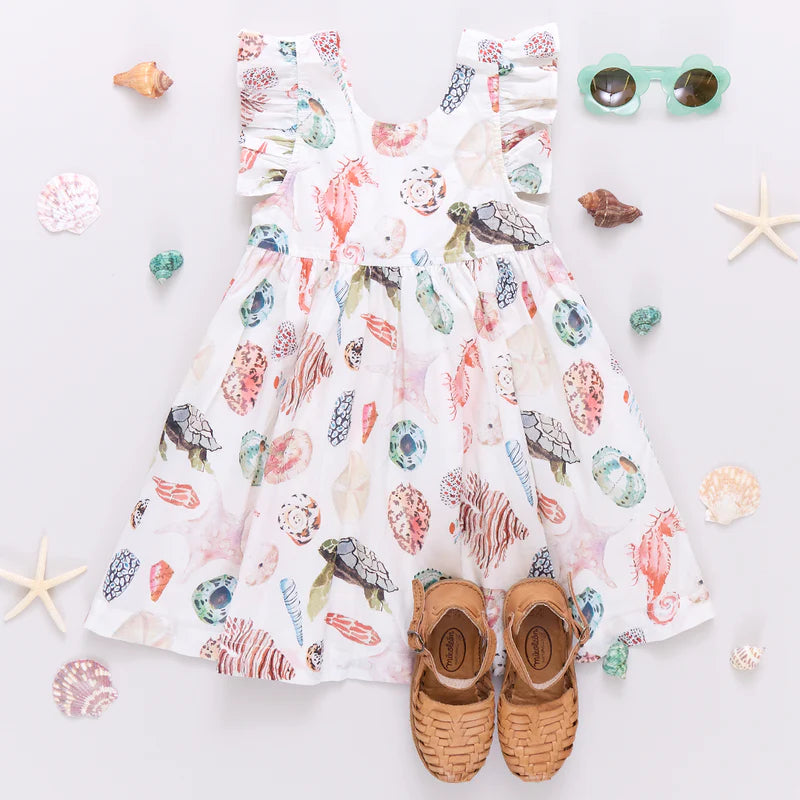 Girls Liv Dress/ Watercolor Shells