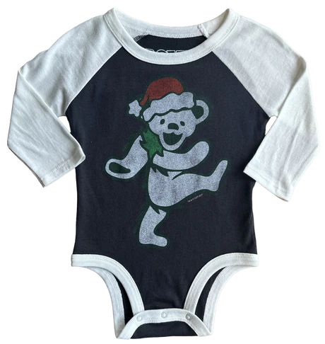 Grateful Dead Santa Bear Recyled Raglan Onesie