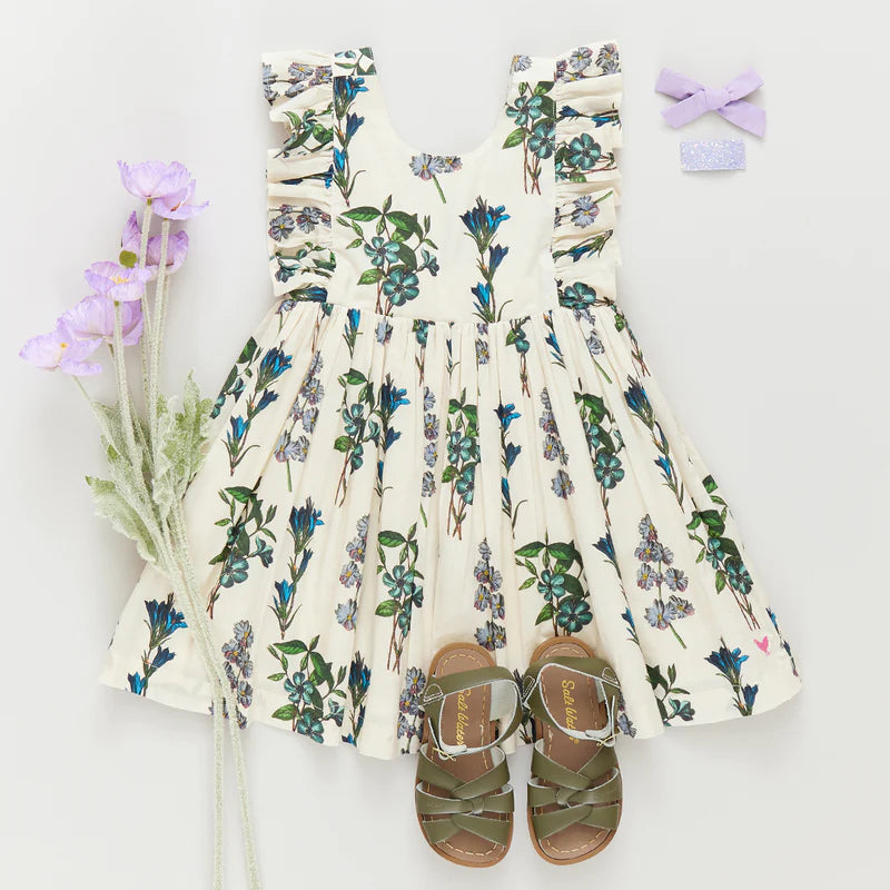 Marceline Dress/ Blue Botanical