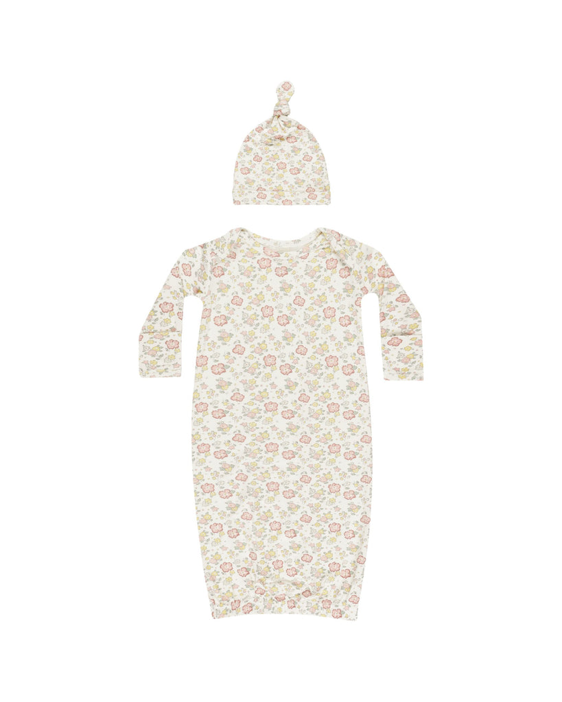 Ivory Bloom Bamboo Newborn Hat & Gown Set