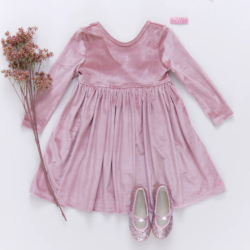 Mauve Steph Velour Dress