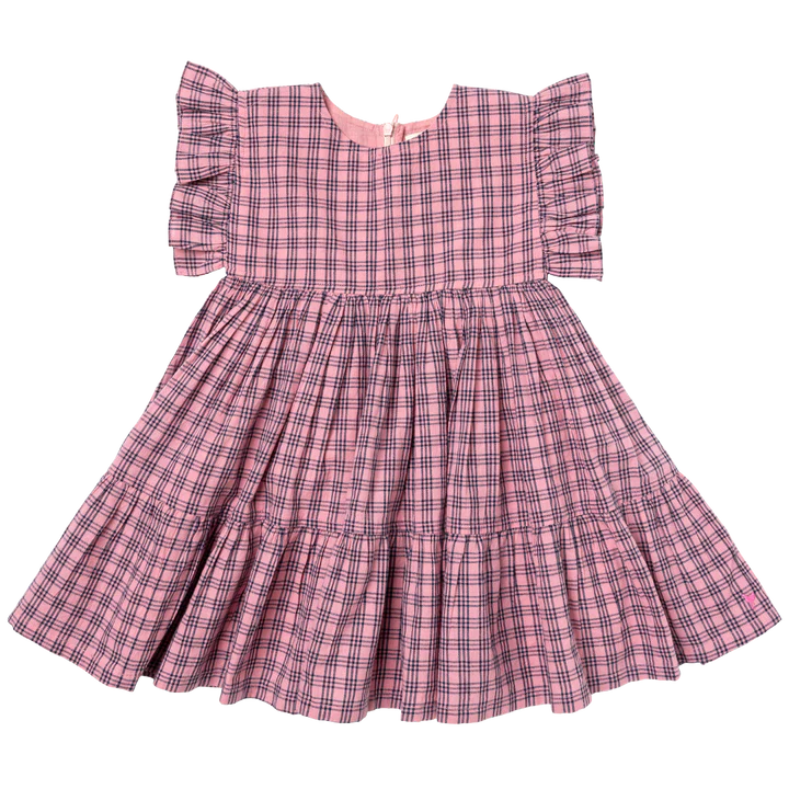 Pink & Navy Plaid Girls Kit Dress