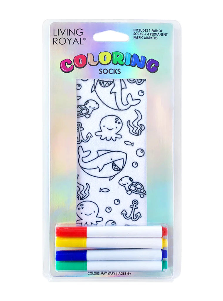 Kids Ocean Pals Coloring Socks