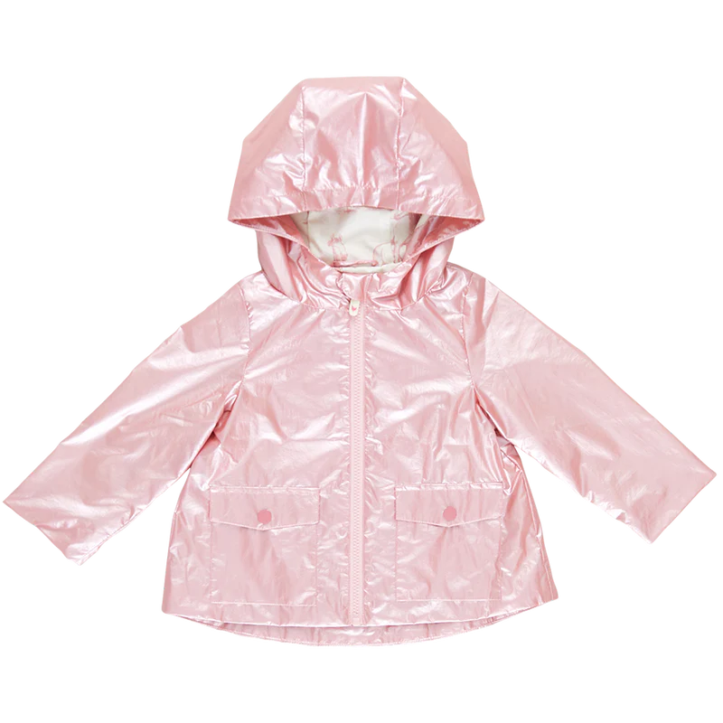 Girls Pink Metallic Rafa Raincoat