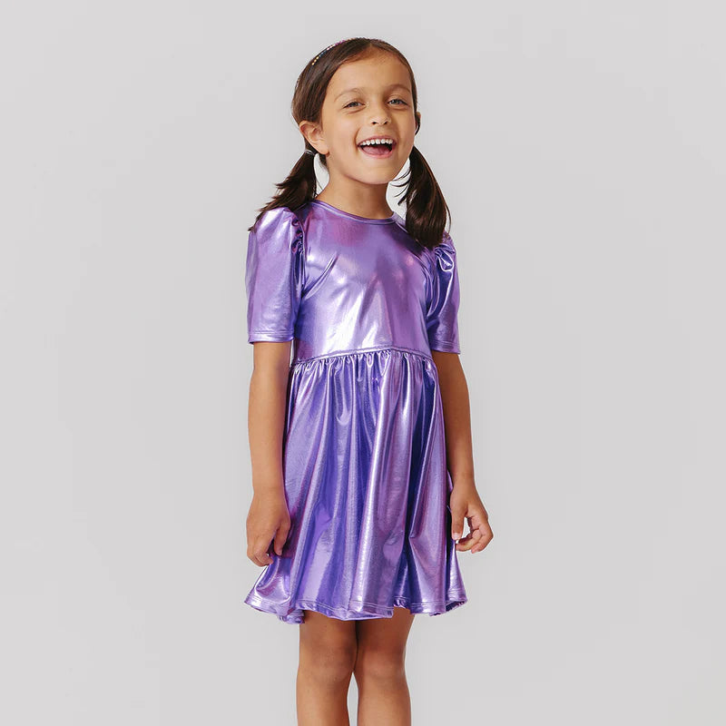 Purple Sparkle Lame Laurie Dress