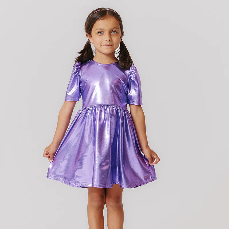 Purple Sparkle Lame Laurie Dress