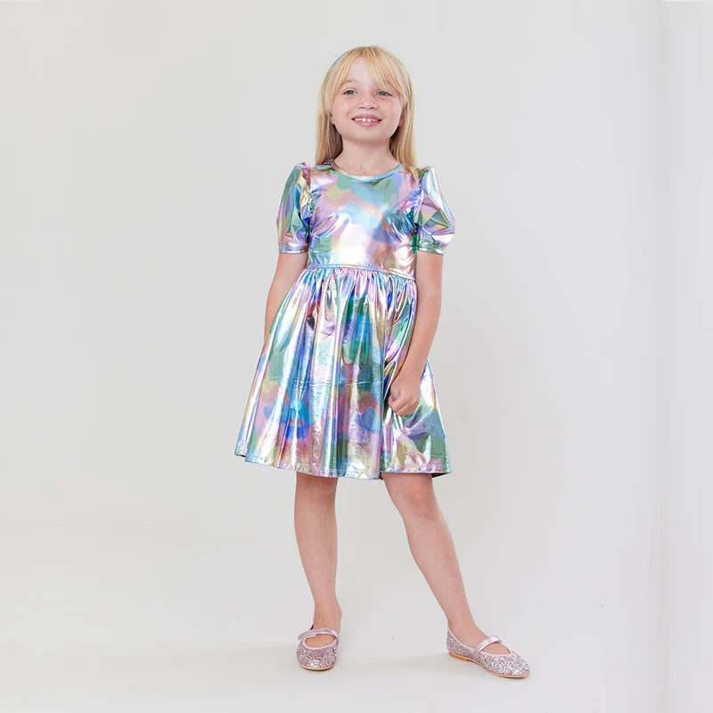 Girls Cotton Candy Lame Laurie Dress