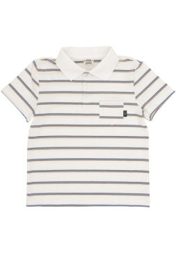 Ecru Stripe Short Sleeve Polo Shirt