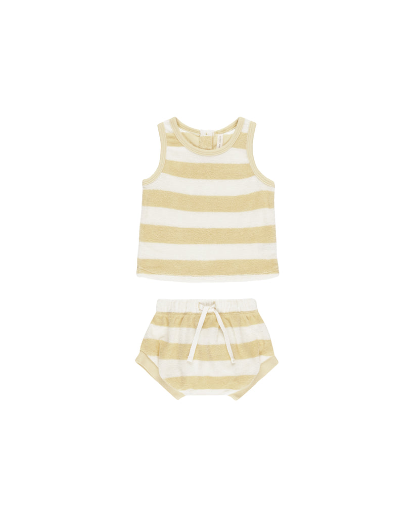 Yellow Stripe Terry Tank & Short Set