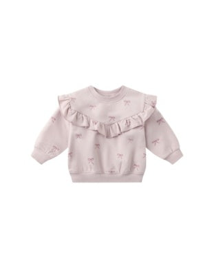 Lilac Ruffle Sleeve Bow Sweatshirt