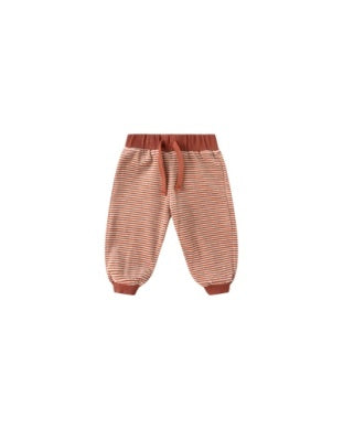 Relaxed Cranberry Candy Stripe Velour Sweatpants Set