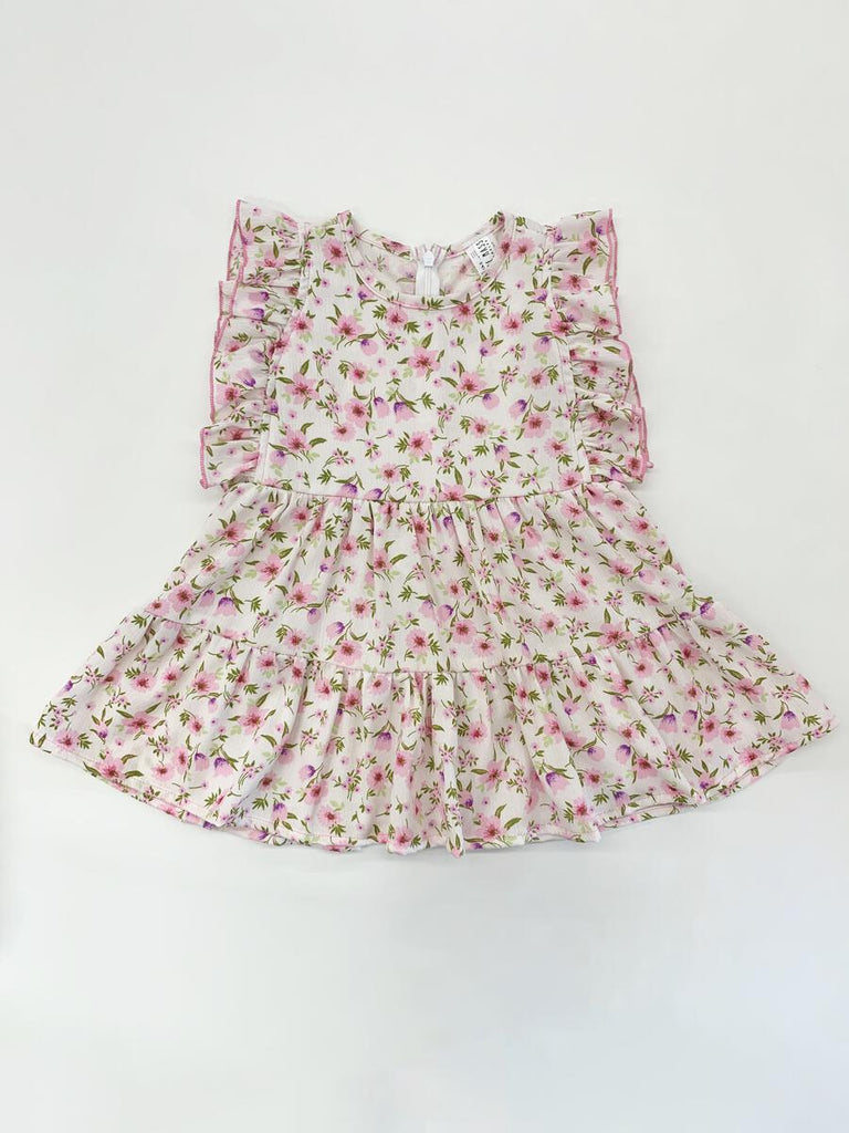 Pink Flower Ruffle Dress