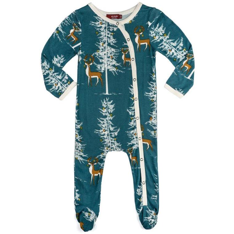 Christmas Buck Footed Romper