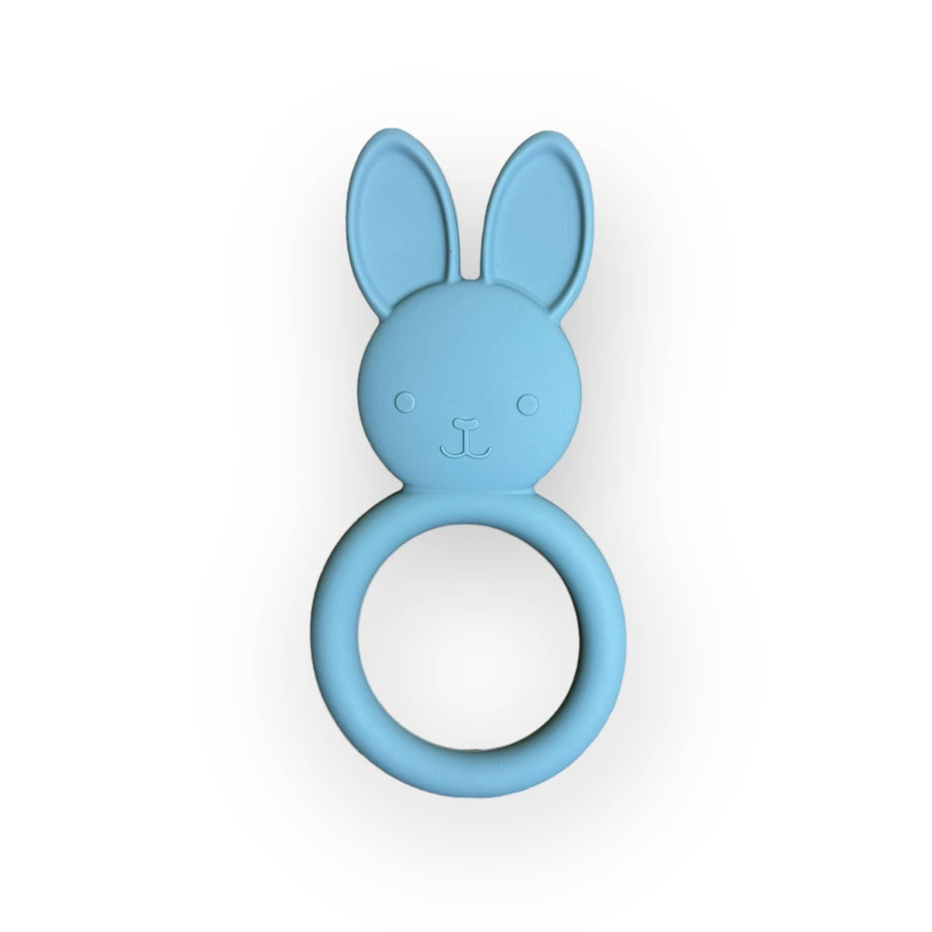 All Silicone Bunny Teething Ring: Slate