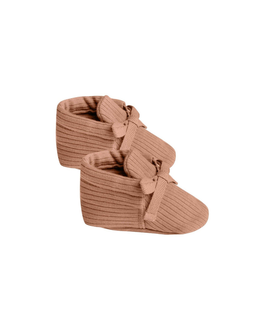 Terracotta Ribbed Knit Baby Booties