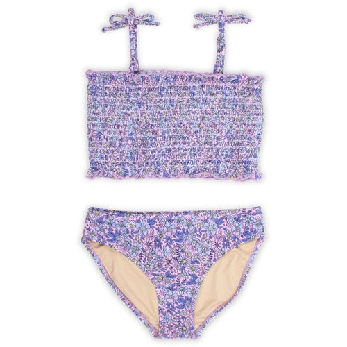 Purple Ditsy Floral Smocked Bikini – Charlotte West Baby