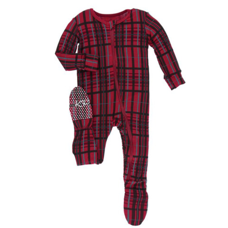 Christmas Plaid Footie with Snaps