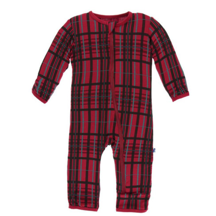 Christmas Plaid Coverall with Snaps