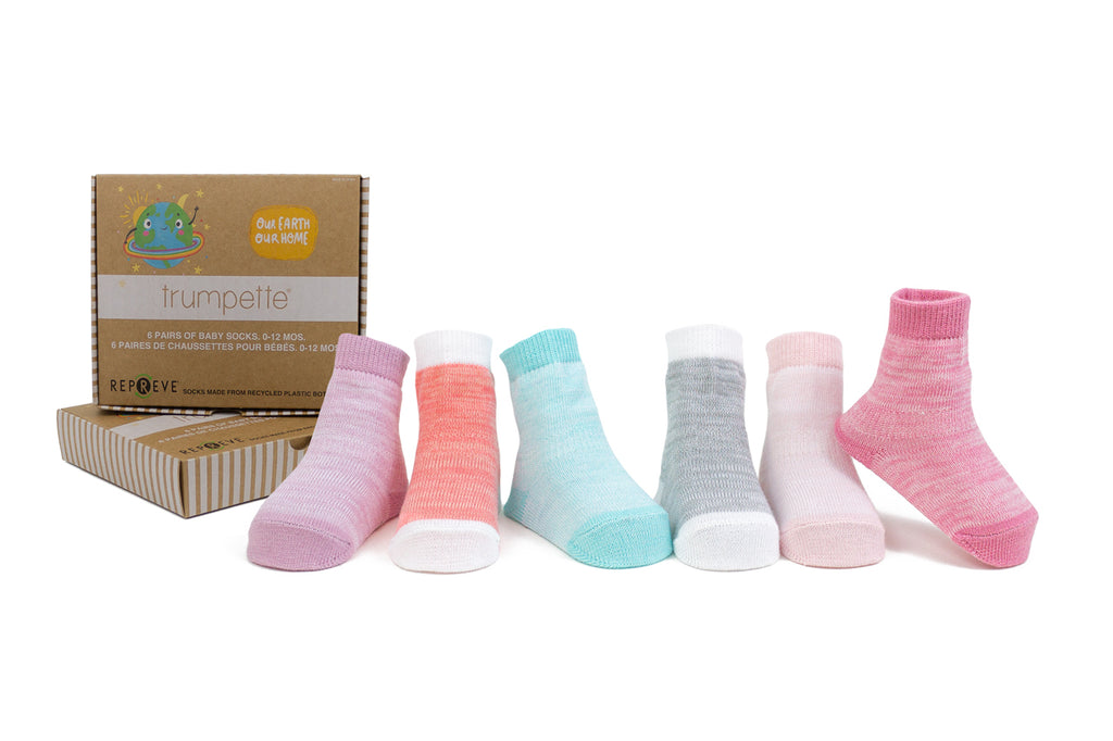 Casey Space Dye Pink Baby Socks-6 pack