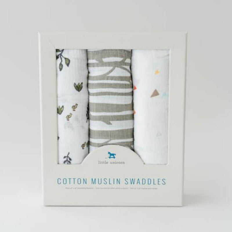 Cotton Swaddle Blanket Set- Forest Friends